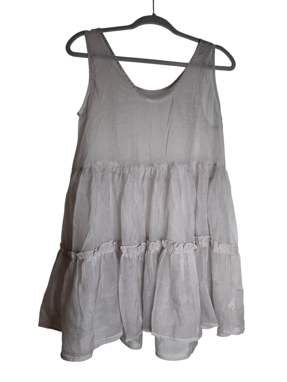 Mint Tiered Sleeveless Mini Dress in Light Pink